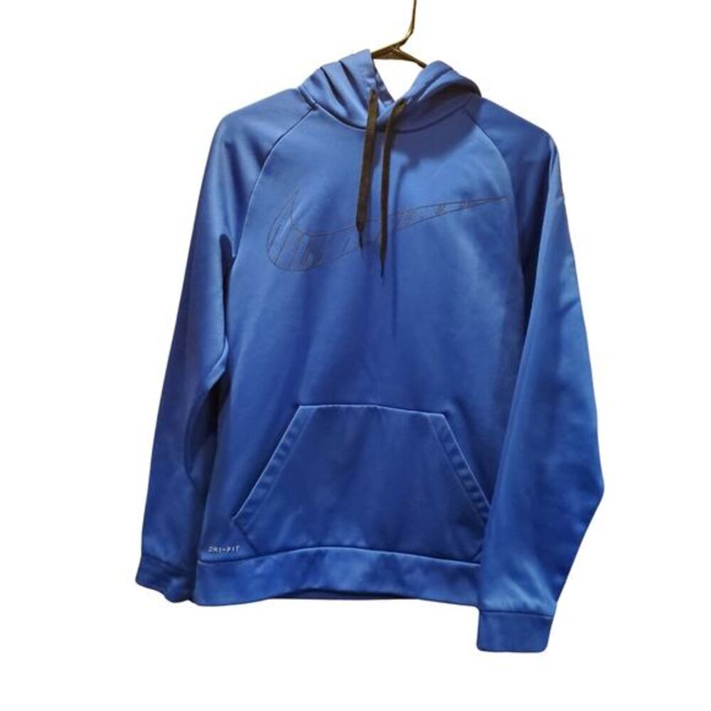Nike Dri Fit Hoodie Mens‎ S Blue Fleece Lined Pullover Sweatshirt Swoosh